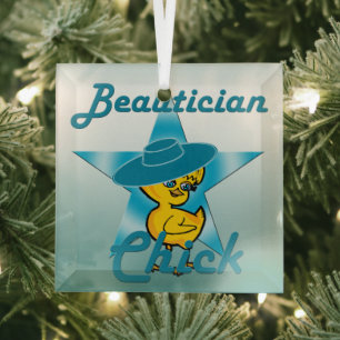 Beautician Chick #7 Glass Ornament