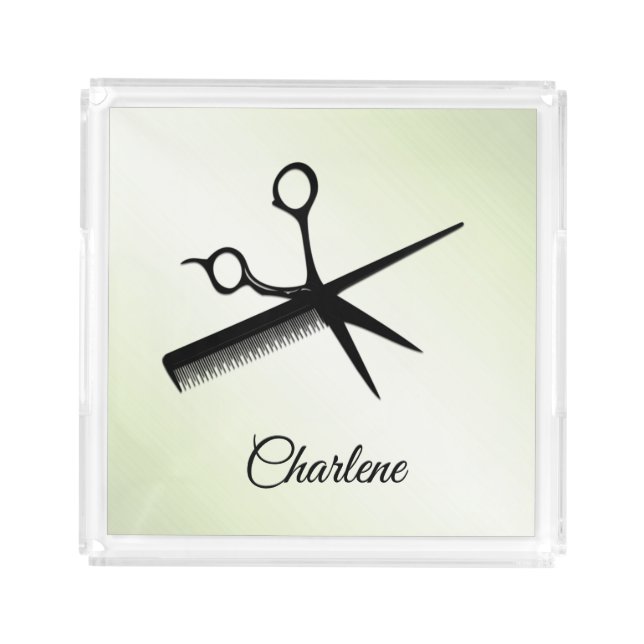 Beautician Design Apple Green Acrylic Tray (Front)