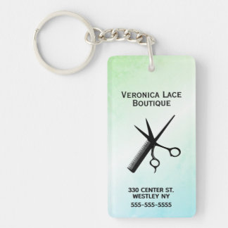 Beautician Design Blue Green Keychain