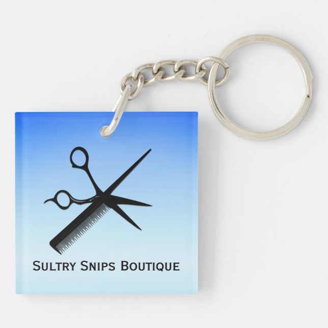 Beautician Design Blue Personal with Name Keychain (Back)