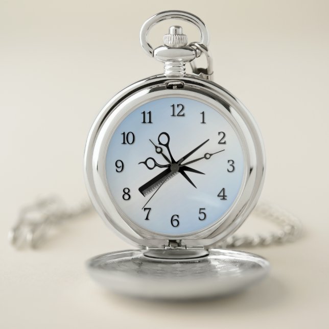 Beautician Design Blue Pocket Watch (Inside)