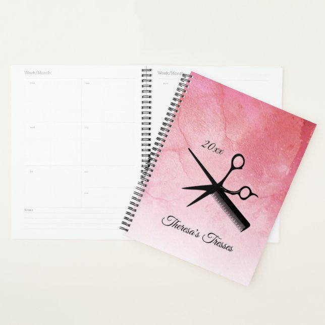 Beautician Design Pink Custom Text and Date Planner (Display)