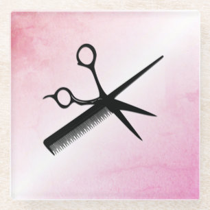 Beautician Design Pink Glass Coaster