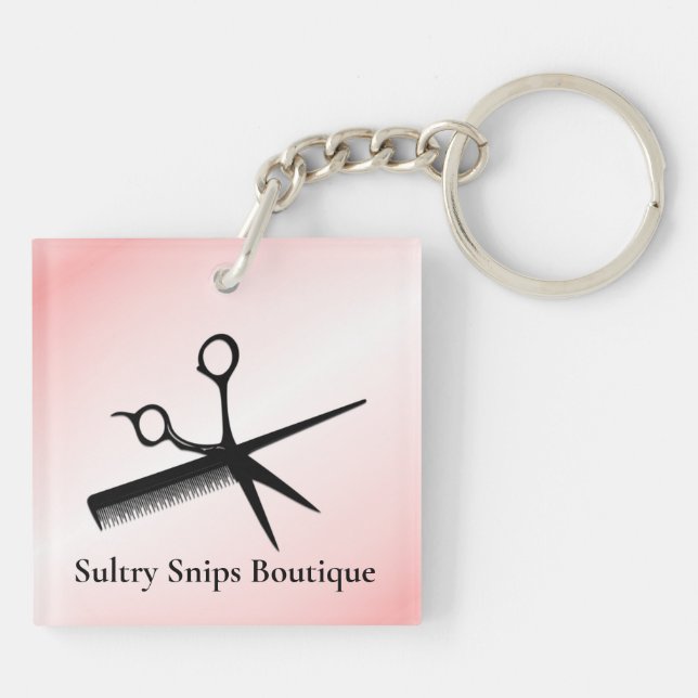 Beautician Design Pink Personal with Name Keychain (Back)