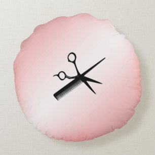 Beautician Design Pink Round Pillow
