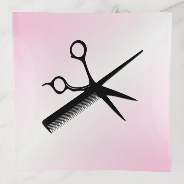 Beautician Design Pink Trinket Tray (Front)