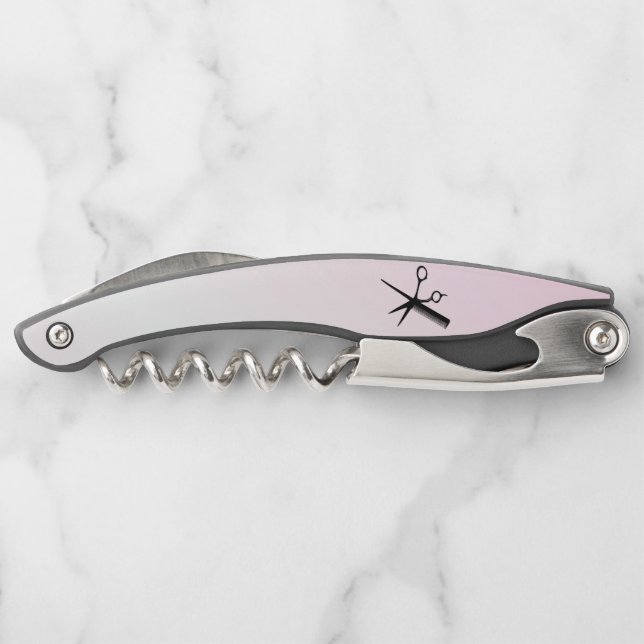 Beautician Design Pink Waiter's Corkscrew (Back)