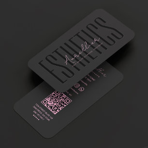 Beautician Esthetician Black Pink Minimal  Business Card