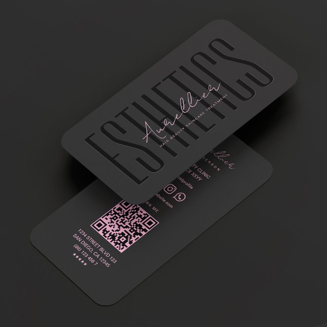 Beautician Esthetician Black Pink Minimal  Business Card (Beautician Esthetician Black Pink Minimal Business Card
)