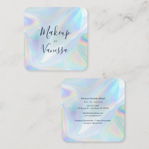 Beautician Makeup by Holographic Professional Square Business Card