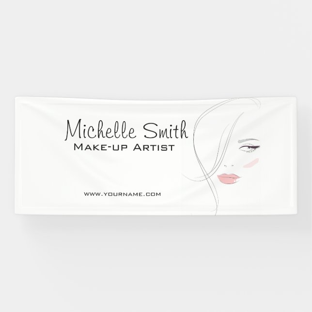 Beautician Modern Elegant Blush Pink Beauty Girl Banner (Horizontal)