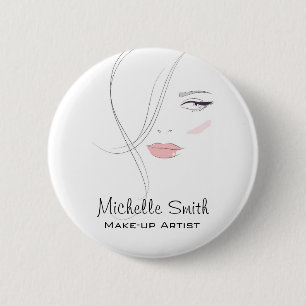 Beautician Modern Elegant Blush Pink Beauty Girl Button