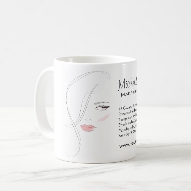 Beautician Modern Elegant Blush Pink Beauty Girl Coffee Mug (Front Left)