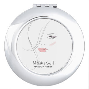 Beautician Modern Elegant Blush Pink Beauty Girl Compact Mirror