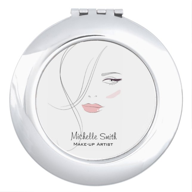Beautician Modern Elegant Blush Pink Beauty Girl Compact Mirror (Front)
