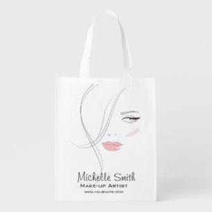 Beautician Modern Elegant Blush Pink Beauty Girl Grocery Bag