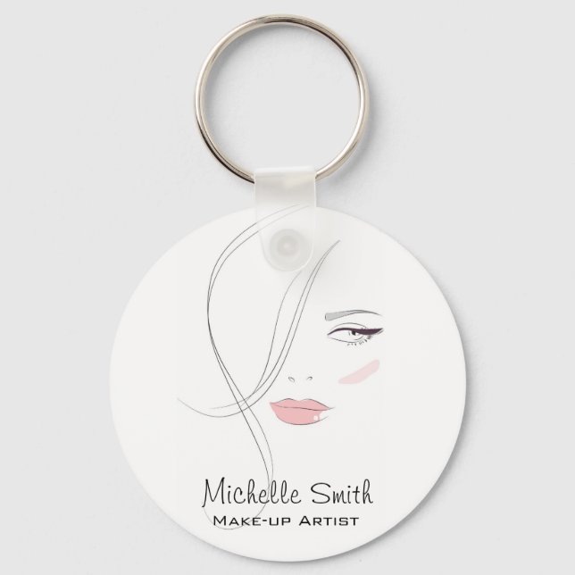 Beautician Modern Elegant Blush Pink Beauty Girl Keychain (Front)
