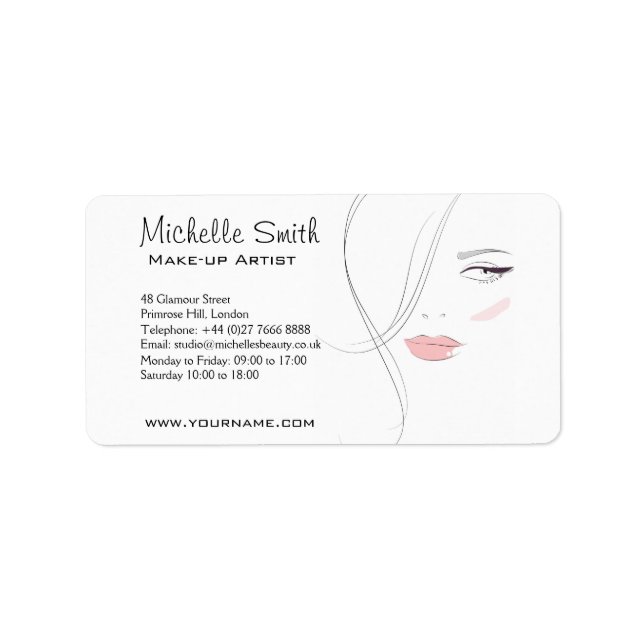 Beautician Modern Elegant Blush Pink Beauty Girl Label (Front)