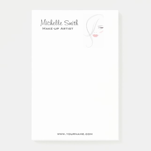 Beautician Modern Elegant Blush Pink Beauty Girl Post-it Notes (Front)