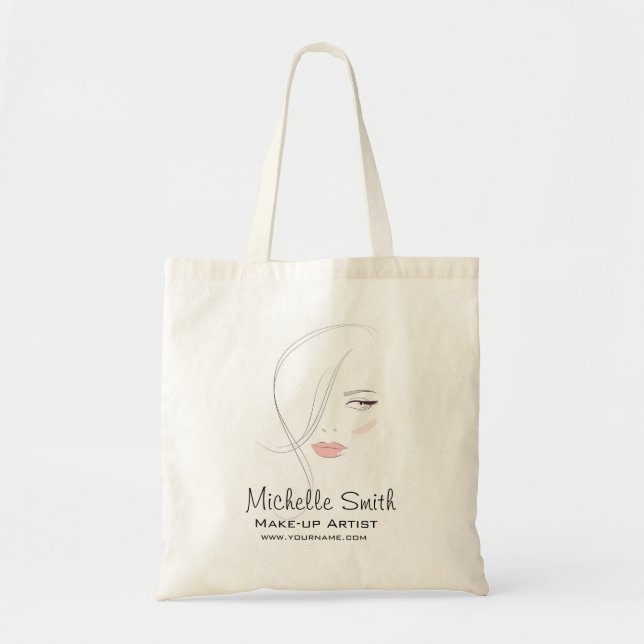 Beautician Modern Elegant Blush Pink Beauty Girl Tote Bag (Front)
