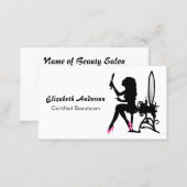 Beautician Pink and Black Girly Girl Hair Stylist Business Card (Front/Back)
