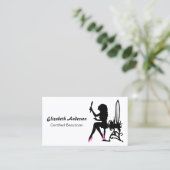 Beautician Pink and Black Girly Girl Hair Stylist Business Card (Standing Front)