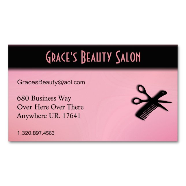 Beautician Pink Business Card Magnet (Front)