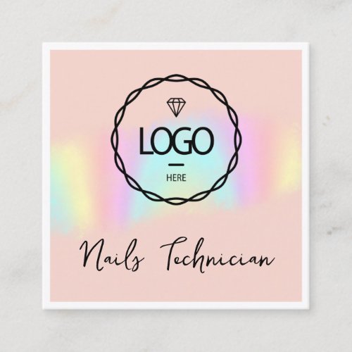 Beautician QR Code Logo Framed Modern Holograph  Square Business Card