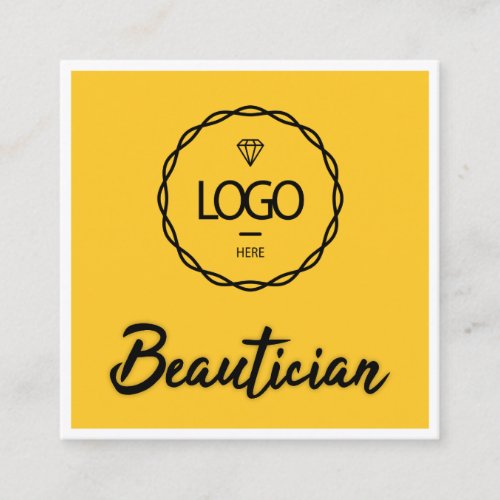 Beautician QR Code Logo Framed Yellow Black White  Square Business Card