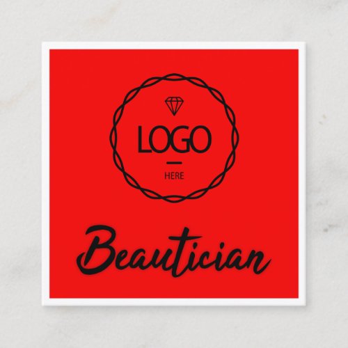 Beautician QR Code Logo White Red Black White Square Business Card