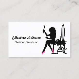 Beautician Silhouette Pink Heels Professional Card