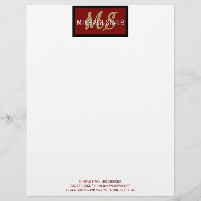 Beautician Stylist Interior Design Adaptable Letterhead (Front)
