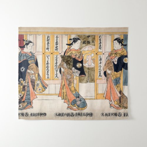 Beauties of the three capitals triptych tapestry