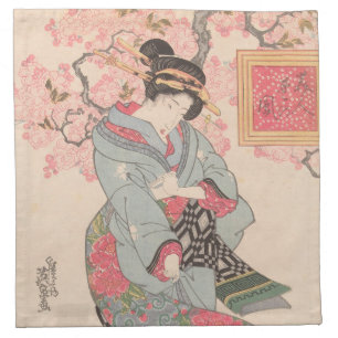Beauties under Cherry Blossoms Vintage Ukiyo-e Cloth Napkin