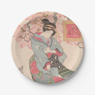 Beauties under Cherry Blossoms Vintage Ukiyo-e Paper Plates