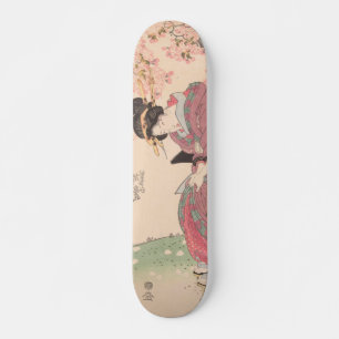 Beauties under Cherry Blossoms Vintage Ukiyo-e Skateboard
