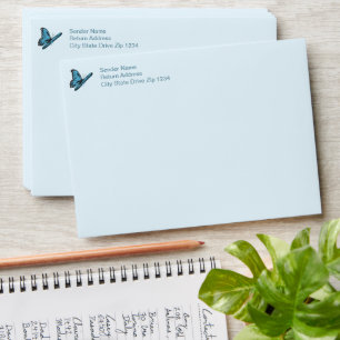 Beautif Light Blue Butterfly Quinceañera - Custom  Envelope