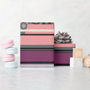 BEAUTIFL FATHER GIFT_PUPLER_PINK_BLACK_LETTER WRAPPING PAPER