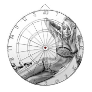 Beautiflul tattooed Suicidegirl Dartboard With Darts