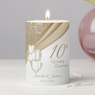 Beautiful 00th Wedding Anniversary Pillar Candle