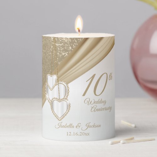 Beautiful 00th Wedding Anniversary Pillar Candle