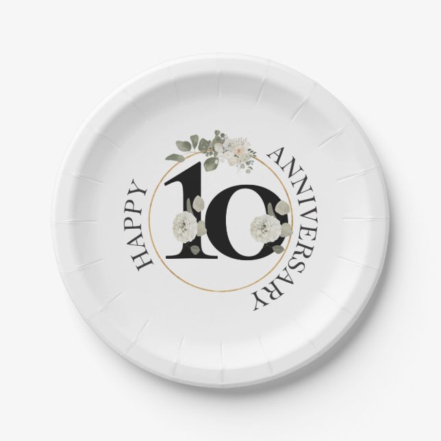 Beautiful 10th ANNIVERSARY  Paper Plates (Front)
