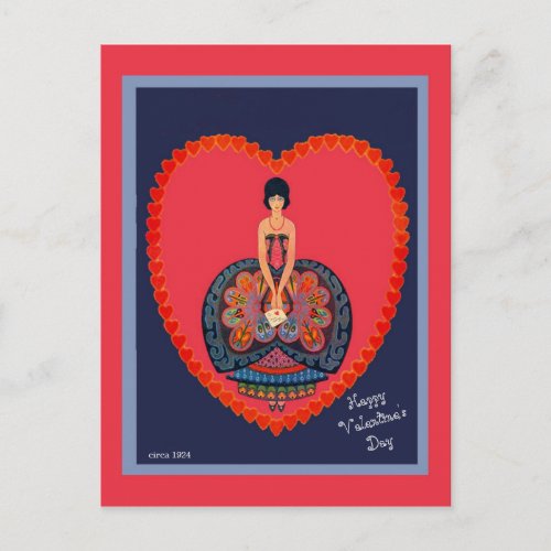 Beautiful 1920s Valentine Vintage Design copy Postcard