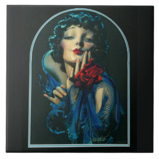 beautiful 1920s woman ceramic tile
