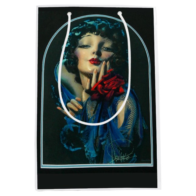beautiful 1920s woman medium gift bag (Front)
