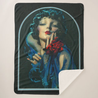 beautiful 1920s woman sherpa blanket