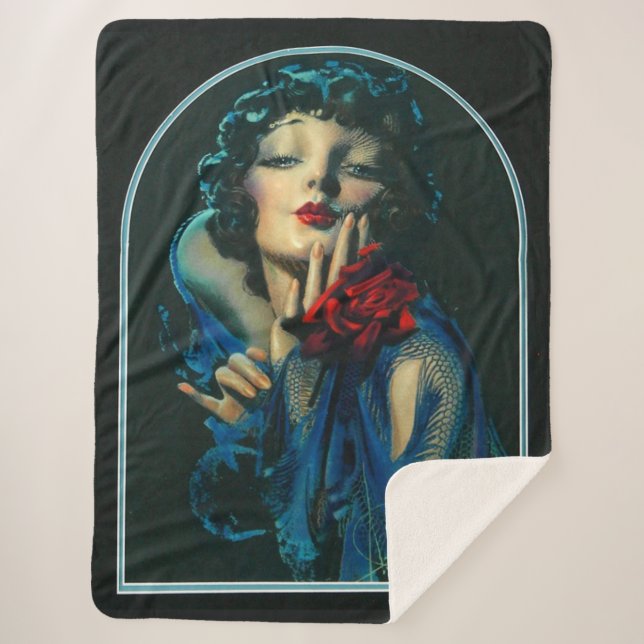 beautiful 1920s woman sherpa blanket (Front)