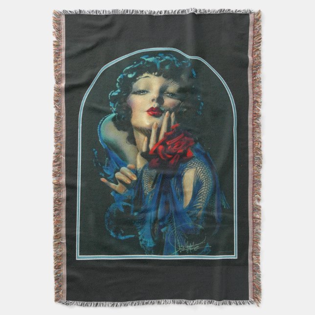 beautiful 1920s woman throw blanket (Front Vertical)