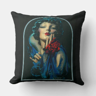 beautiful 1920s woman throw pillow
