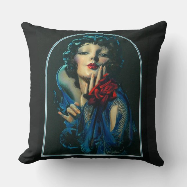 beautiful 1920s woman throw pillow (Front)